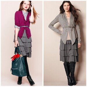 Garnet Hill Knit Flamenco Skirt, Size S